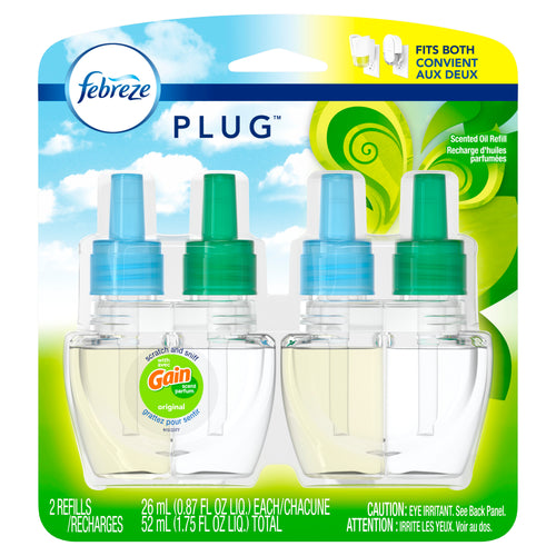 Plug Odor-Eliminating Air Freshener Refill, Gain Scent, 2 Ct