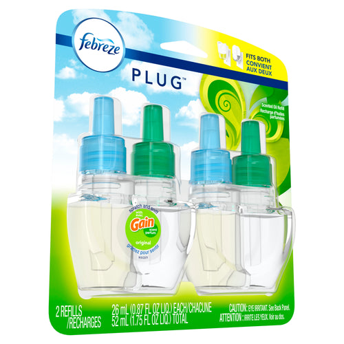 Plug Odor-Eliminating Air Freshener Refill, Gain Scent, 2 Ct