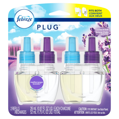 Plug Odor-Eliminating Air Freshener Oil Refill, Lavender, 2 ct