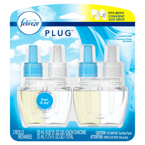 Plug Odor-Eliminating Air Freshener Refill, Linen & Sky, 2 Ct