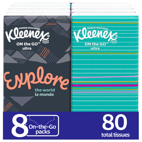 Go Packs Facial Tissues, 8 Packs (80 Total Tissues)